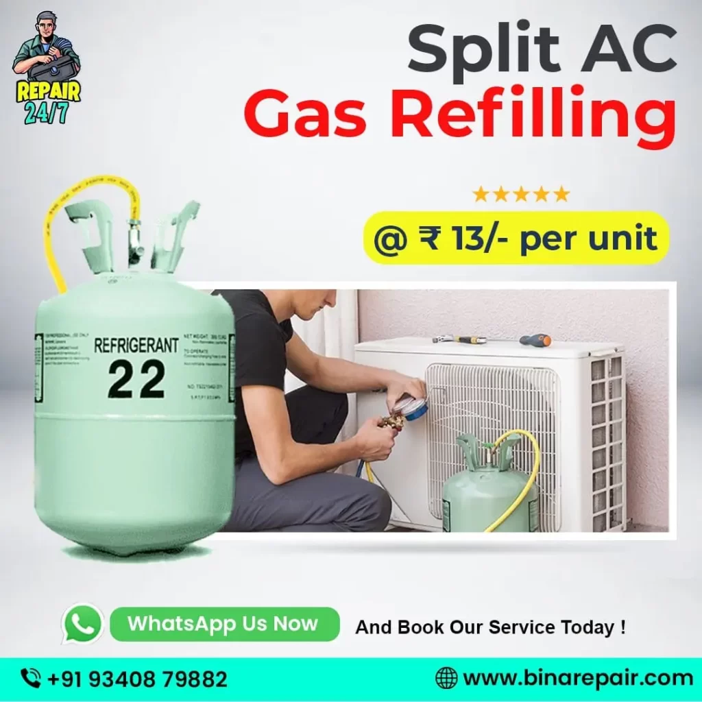 AC Gas filling cost only 13 rupees every unit
